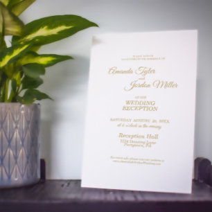 Invitation Réception De Mariage De Calligraphie D'Or Simple