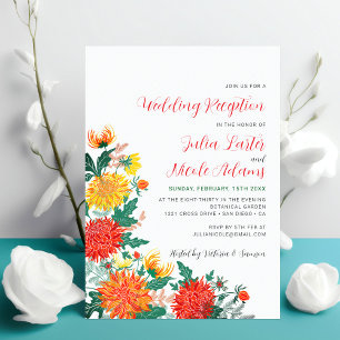 Invitation Réception de mariage de Dahlia de printemps jaune
