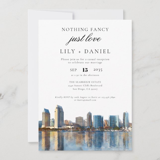 Invitation Réception de mariage de fugue à San Diego (Devant)