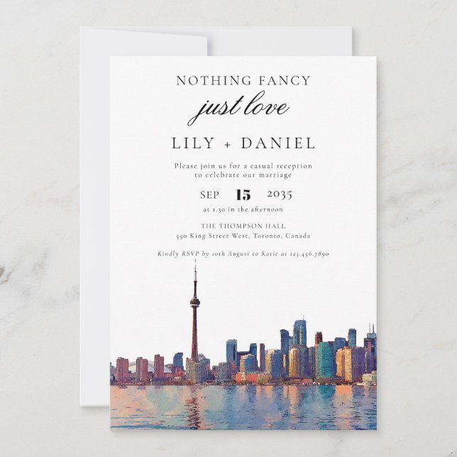 Invitation Réception de mariage de fugue à Toronto (Devant)