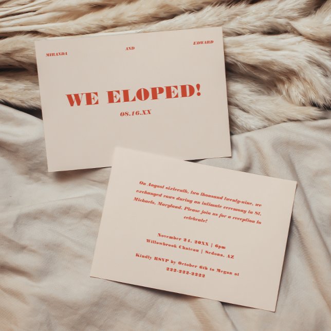Invitation Réception de mariage de fugue moderne rétro (Créateur téléchargé)