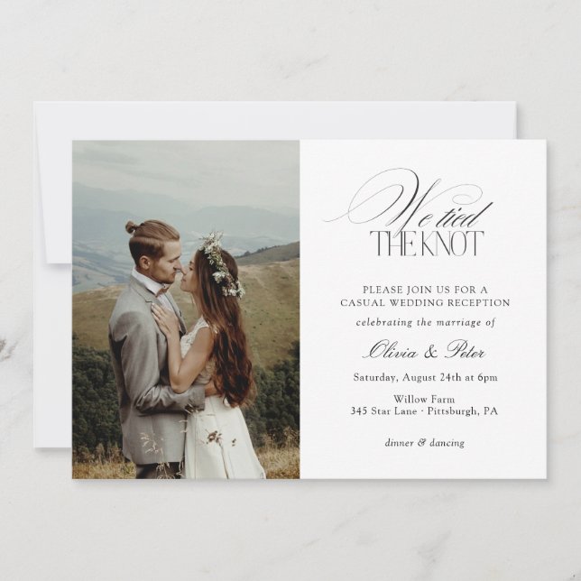 Invitation Réception de mariage de fuite "Nous avons noué le  (Devant)