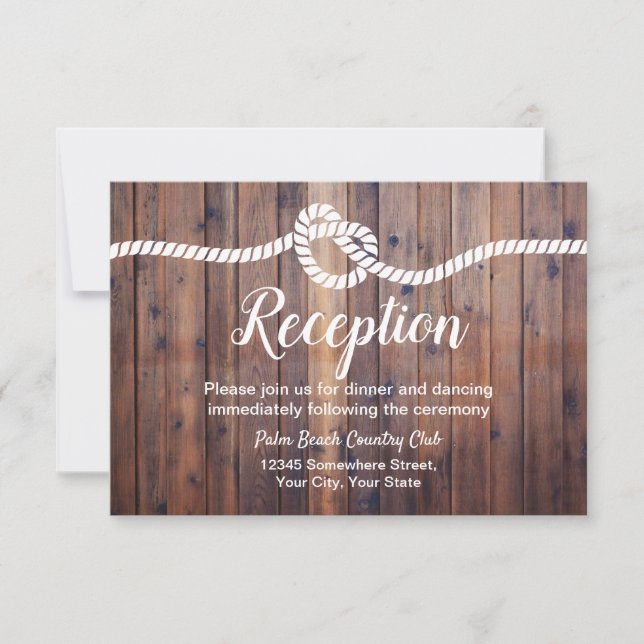 Invitation Réception de mariage de grange Rustic Tying the Kn (Devant)