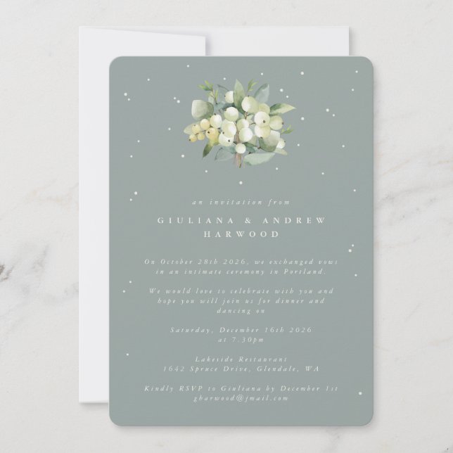 Invitation Réception de mariage de la canneberge verte+Eucaly (Devant)