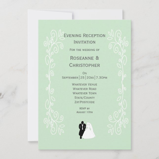 Invitation Réception de mariage de la mariée et du marié à la (Devant)