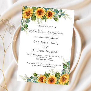 Invitation Réception de mariage de luxe des fleurs de soleil 