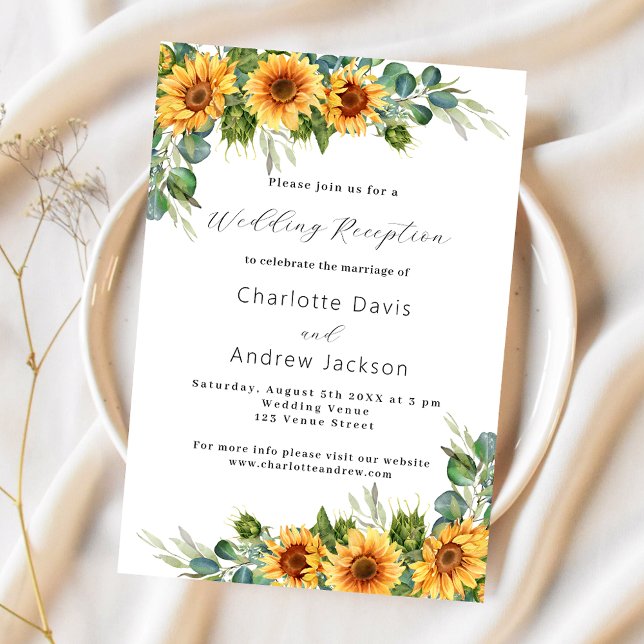 Invitation Réception de mariage de luxe des fleurs de soleil  (Créateur téléchargé)