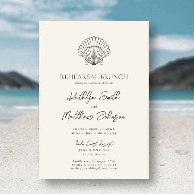 Invitation Réception de Mariage de plage moderne Shell Ocean (Créateur téléchargé)