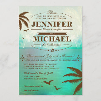 Invitation Réception De Mariage De Plage Tropicale Uniquement
