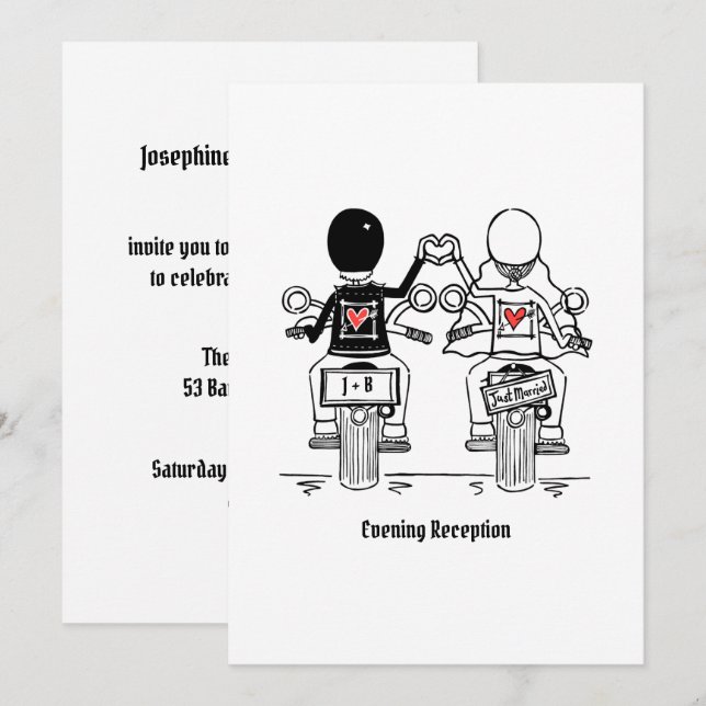 Invitation Réception de mariage de soirée de moto de motard (Devant / Derrière)