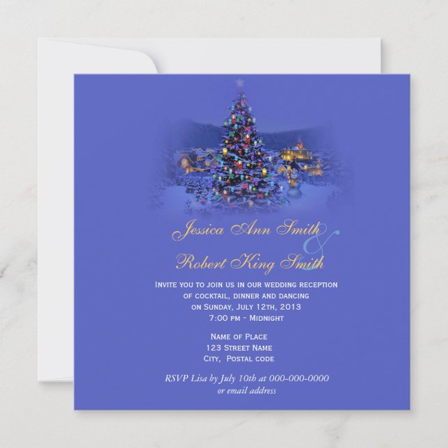 Invitation Réception de mariage de vacances d'arbre de Noël v (Devant)