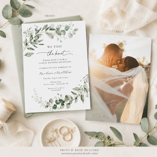 Invitation Réception de mariage décontractée avec verdure d'e (Créateur téléchargé)