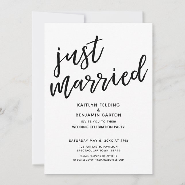 Invitation Réception De Mariage Décontractée Et Moderne (Devant)