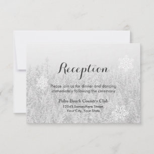 Invitation Réception de mariage d'hiver Flocons de neige & Fo