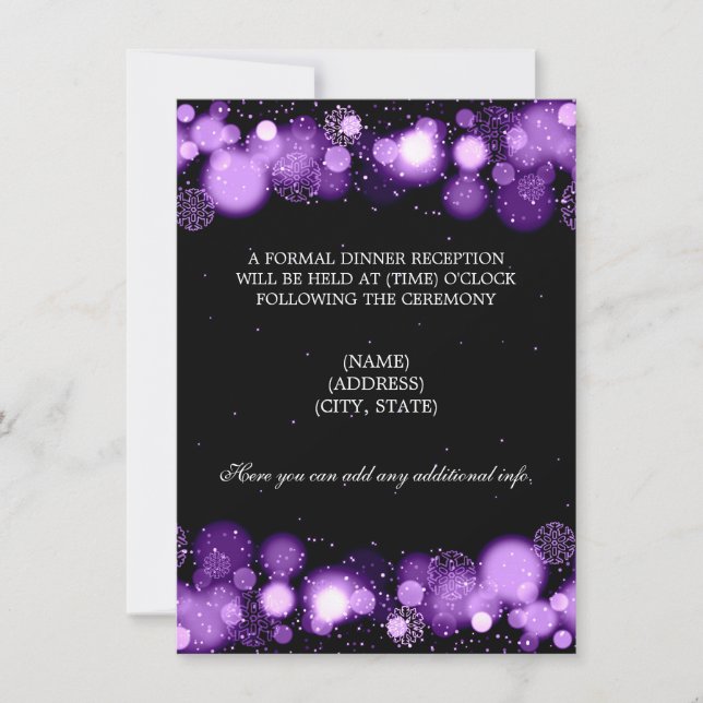 Invitation Réception de mariage d'hiver Lumières violettes (Devant)