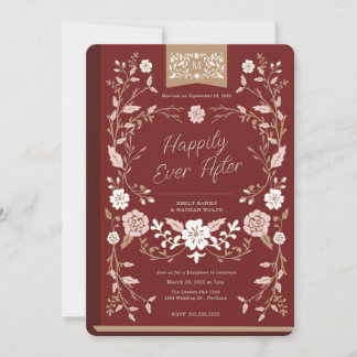 Invitation Réception de mariage du livre de bibliothèque vint
