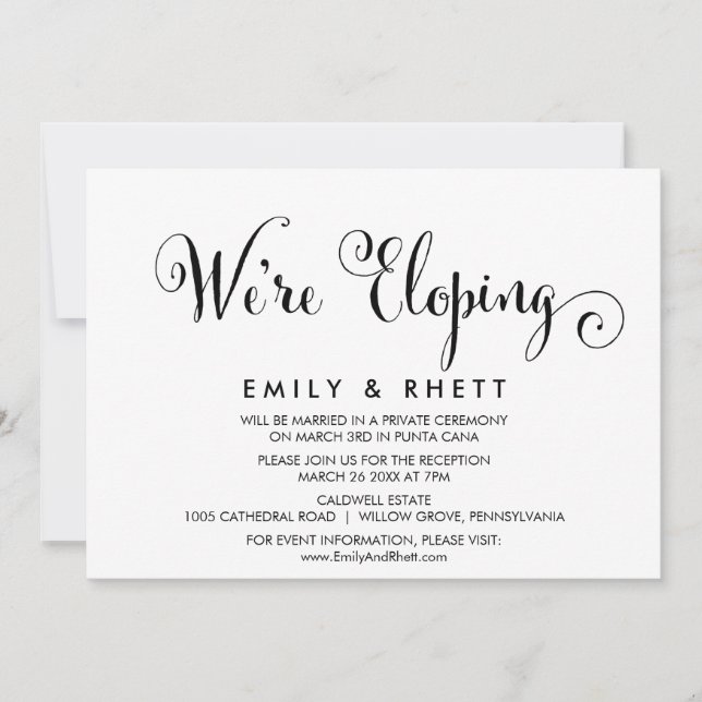 Invitation Réception de Mariage Élégant avec Calligraphie Sou (Devant)