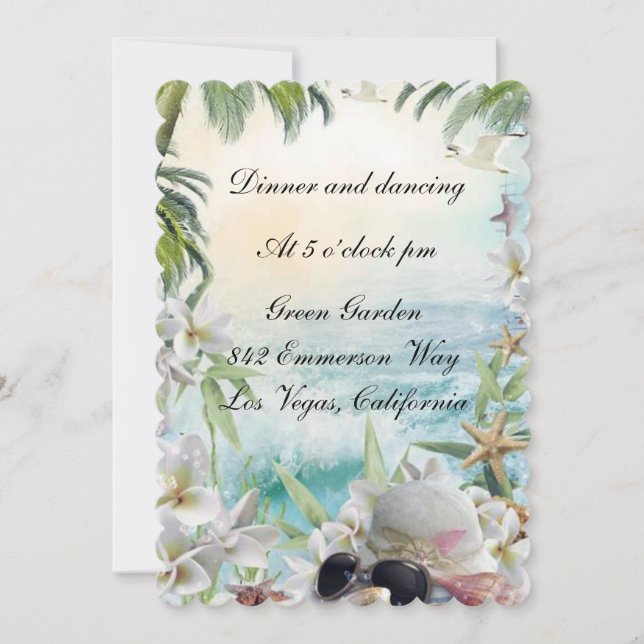 Invitation Réception de mariage élégant floral tropical de pl (Devant)