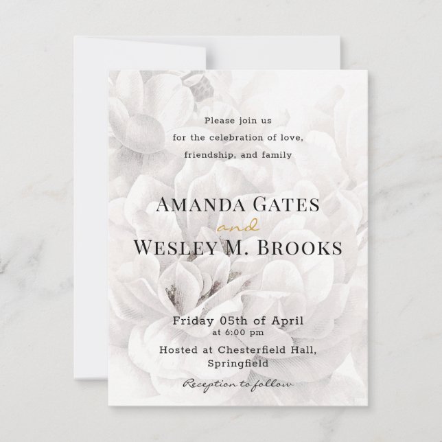 Invitation Réception de mariage élégante à la verdure florale (Devant)