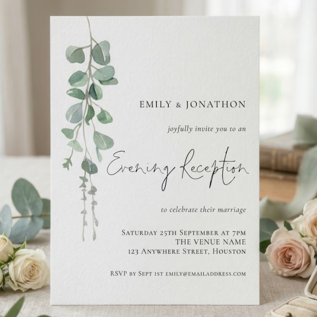 Invitation Réception de mariage élégante au eucalyptus en soi (Créateur téléchargé)