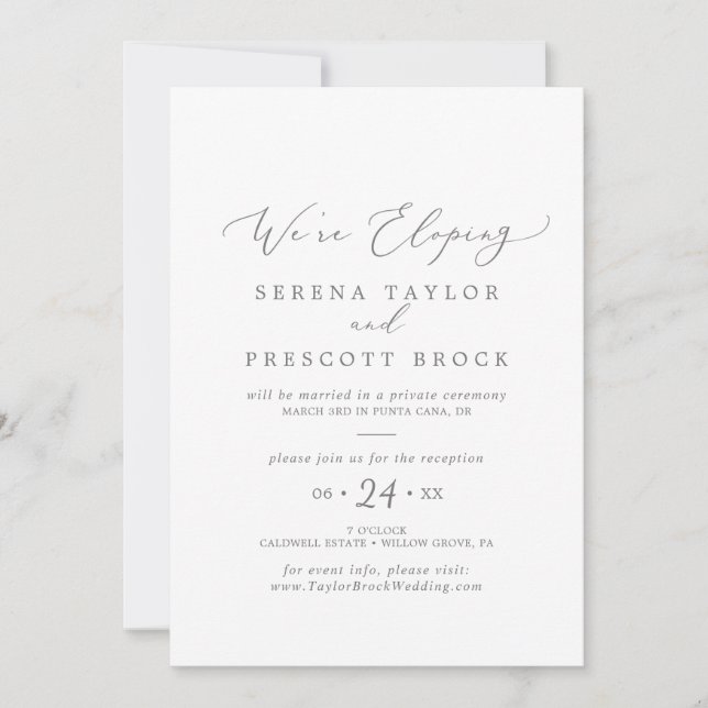 Invitation Réception de Mariage Élégante avec Calligraphie Ar (Devant)