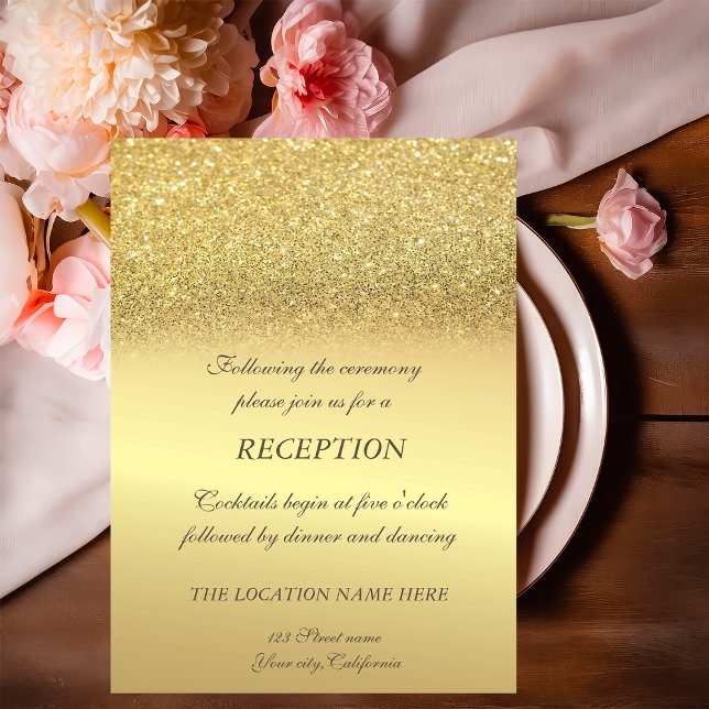 Invitation Réception de mariage élégante avec paillettes doré (Créateur téléchargé)
