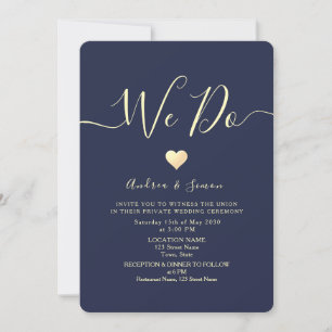 Invitation Réception de mariage élégante bleu marine