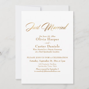 Invitation Réception de mariage élégante calligraphiée en or