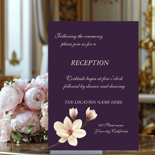 Invitation Réception de mariage élégante chic Magnolia (Créateur téléchargé)