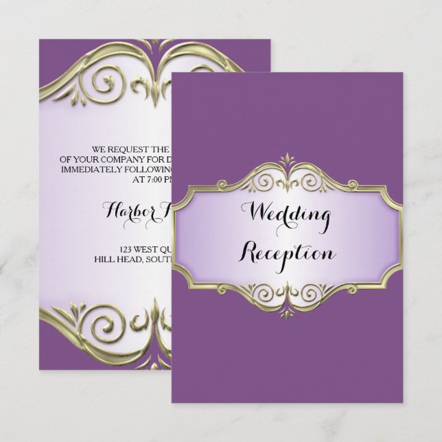 Invitation Réception de mariage élégante en satin antique (Devant / Derrière)