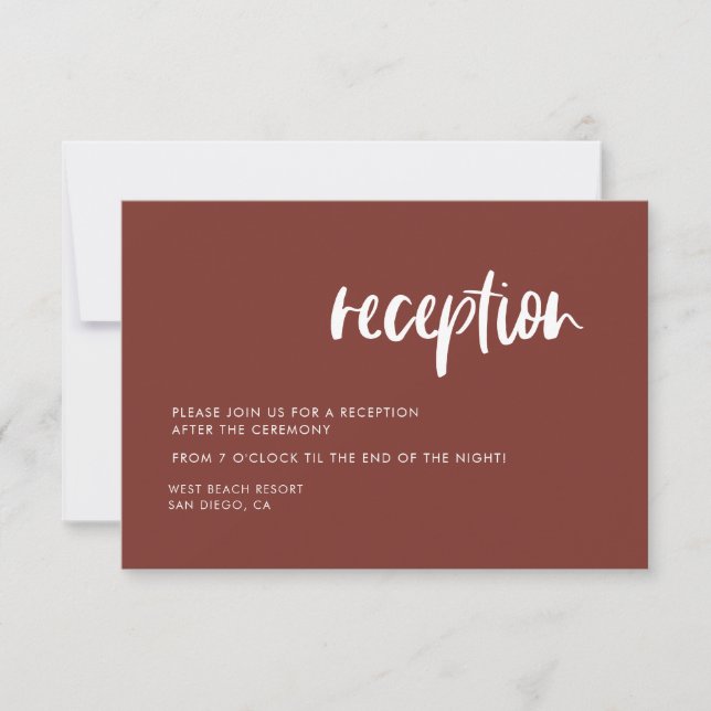 Invitation Réception de mariage élégante en terracotta modern (Devant)