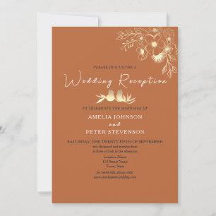 Invitation Réception de mariage élégante en terre cuite