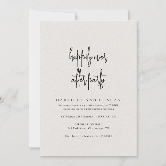 Invitation Réception de mariage élégante et beige intemporel (Devant)