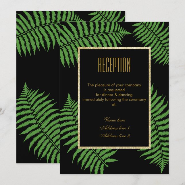 Invitation Réception de mariage élégante et classe de fougère (Devant / Derrière)