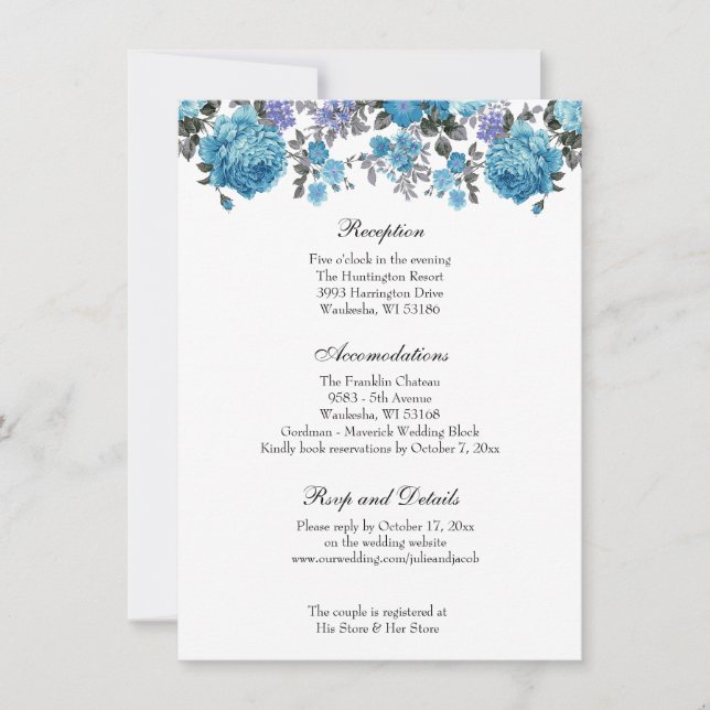 Invitation Réception de mariage élégante et classique aux fle (Devant)