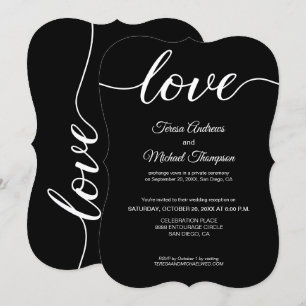 Invitation Réception de mariage élégante et en fuite Black Wh