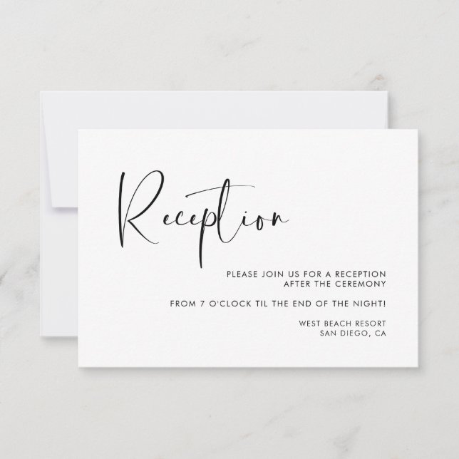 Invitation Réception de mariage élégante et moderne noir et b (Devant)