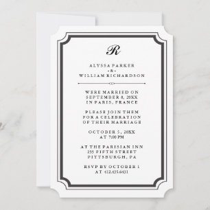 Invitation Réception de mariage élégante et monogrammée après
