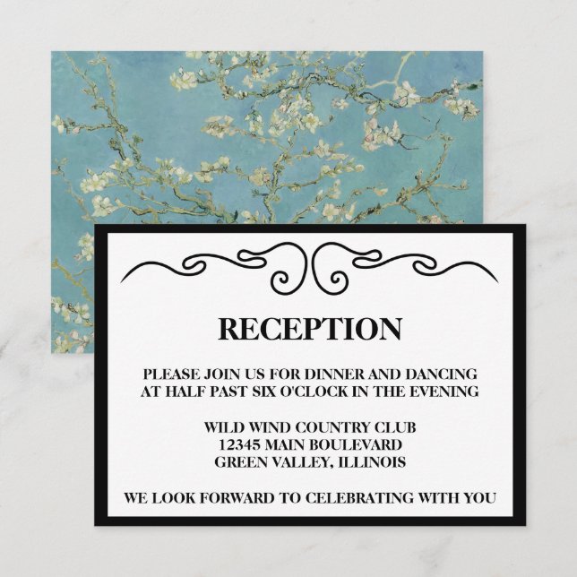 Invitation Réception de mariage élégante "Floraison d'amandie (Devant / Derrière)