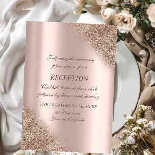 Invitation Réception de mariage élégante rose gold ombré pail