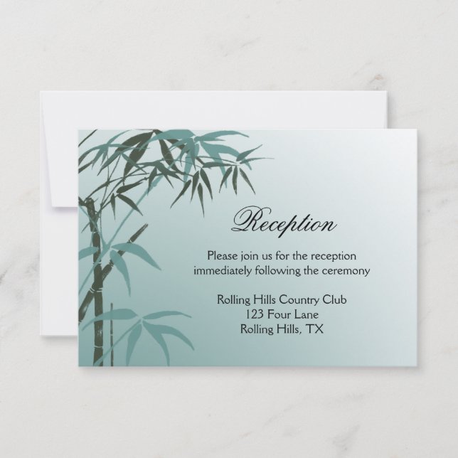 Invitation Réception de mariage en bambou naturel turquoise (Devant)