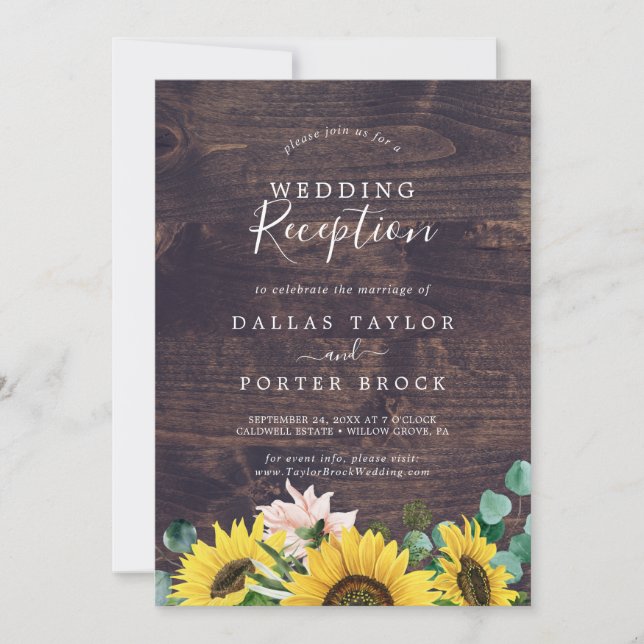 Invitation Réception de mariage en bois de eucalyptus au tour (Devant)