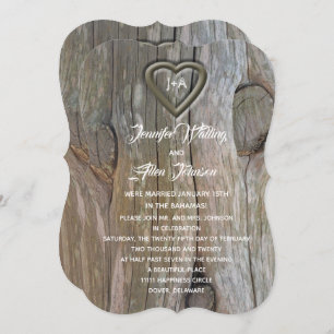 Invitation Réception de mariage en bois sculpté