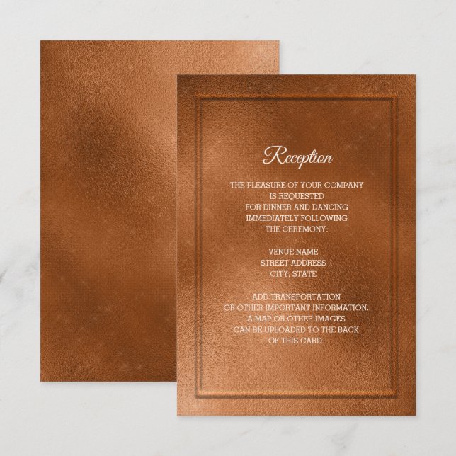 Invitation Réception de mariage en cuivre élégant et tendance (Devant / Derrière)