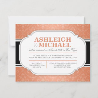 Invitation Réception de mariage en damassé gris et orange uni
