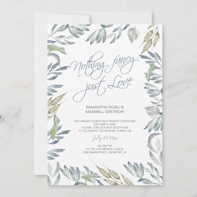 Invitation Réception de Mariage en Elopement Rien de Fantaisi (Devant)
