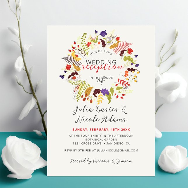 Invitation Réception de mariage en Fleur sauvage de bois exot (Créateur téléchargé)