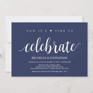 Invitation Réception de mariage en fuite champêtre bleu marin