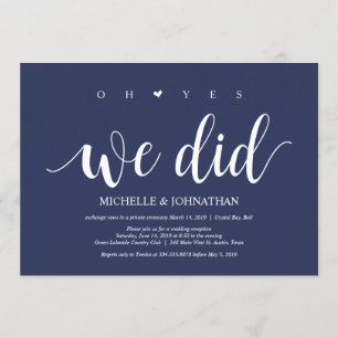 Invitation Réception de mariage en fuite champêtre bleu marin