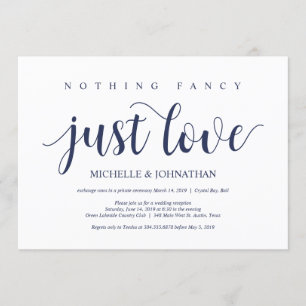 Invitation Réception de mariage en fuite champêtre bleu marin